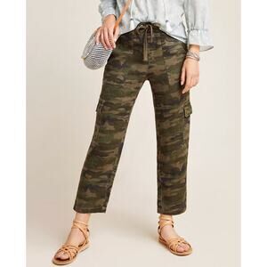SANCTUARY X Anthropologie Discoverer Linen Camo Cargo Pants Size Medium